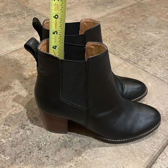 J. Crew Rory Black Leather Heeled Ankle Boots Womens Size 7.5 AR846 - Picture 5 of 12